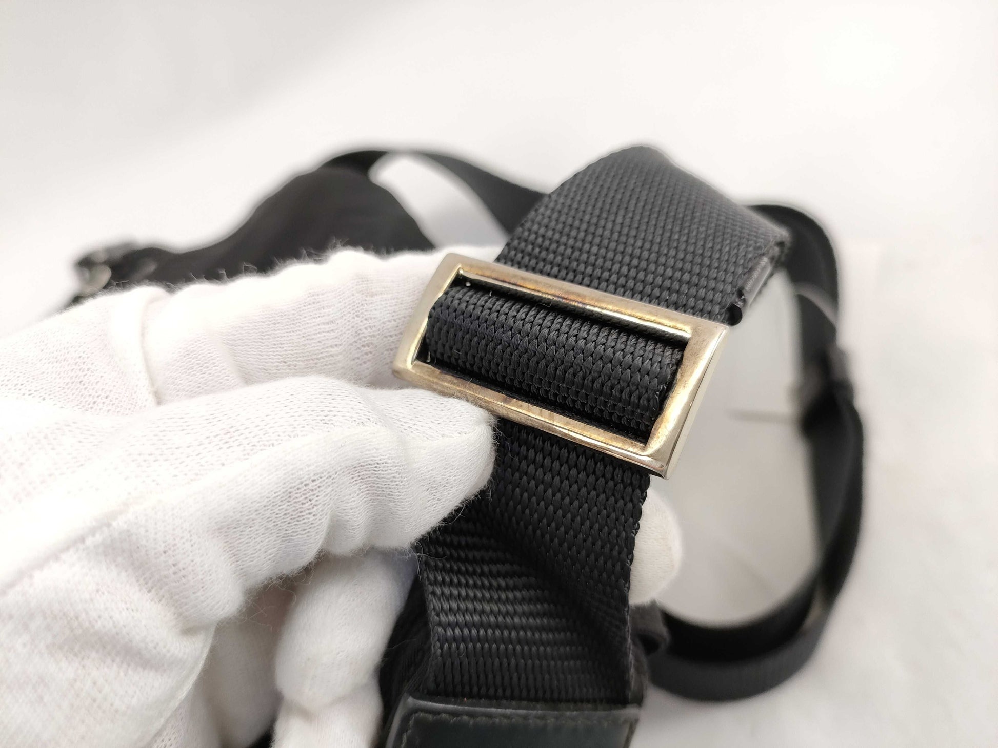PRADA Nylon Shoulder Bag in Black with Pen Marks