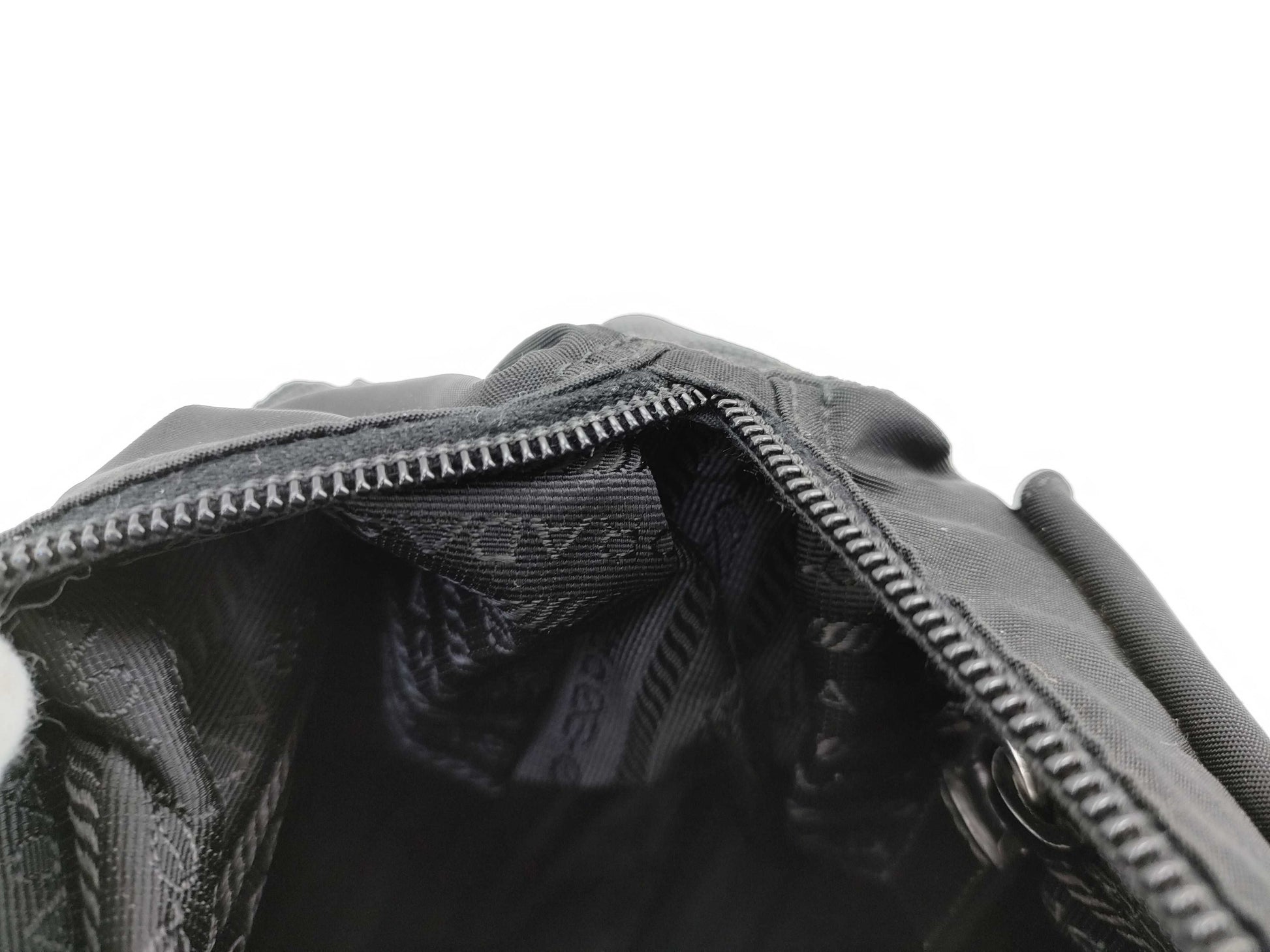 PRADA Nylon Shoulder Bag in Black with Pen Marks
