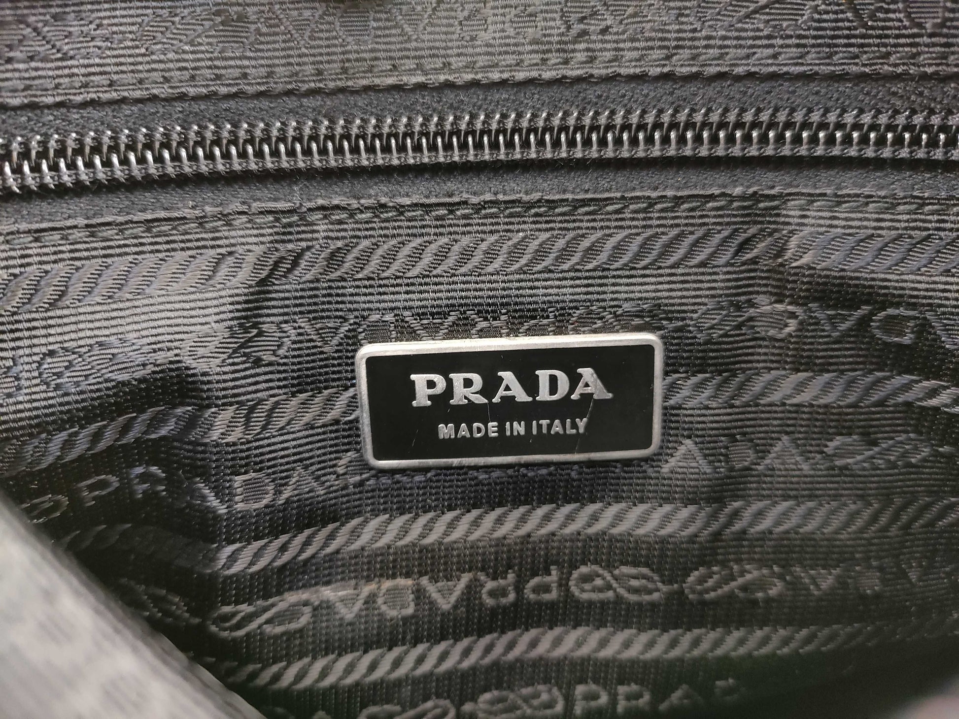 PRADA Nylon Shoulder Bag in Black with Pen Marks