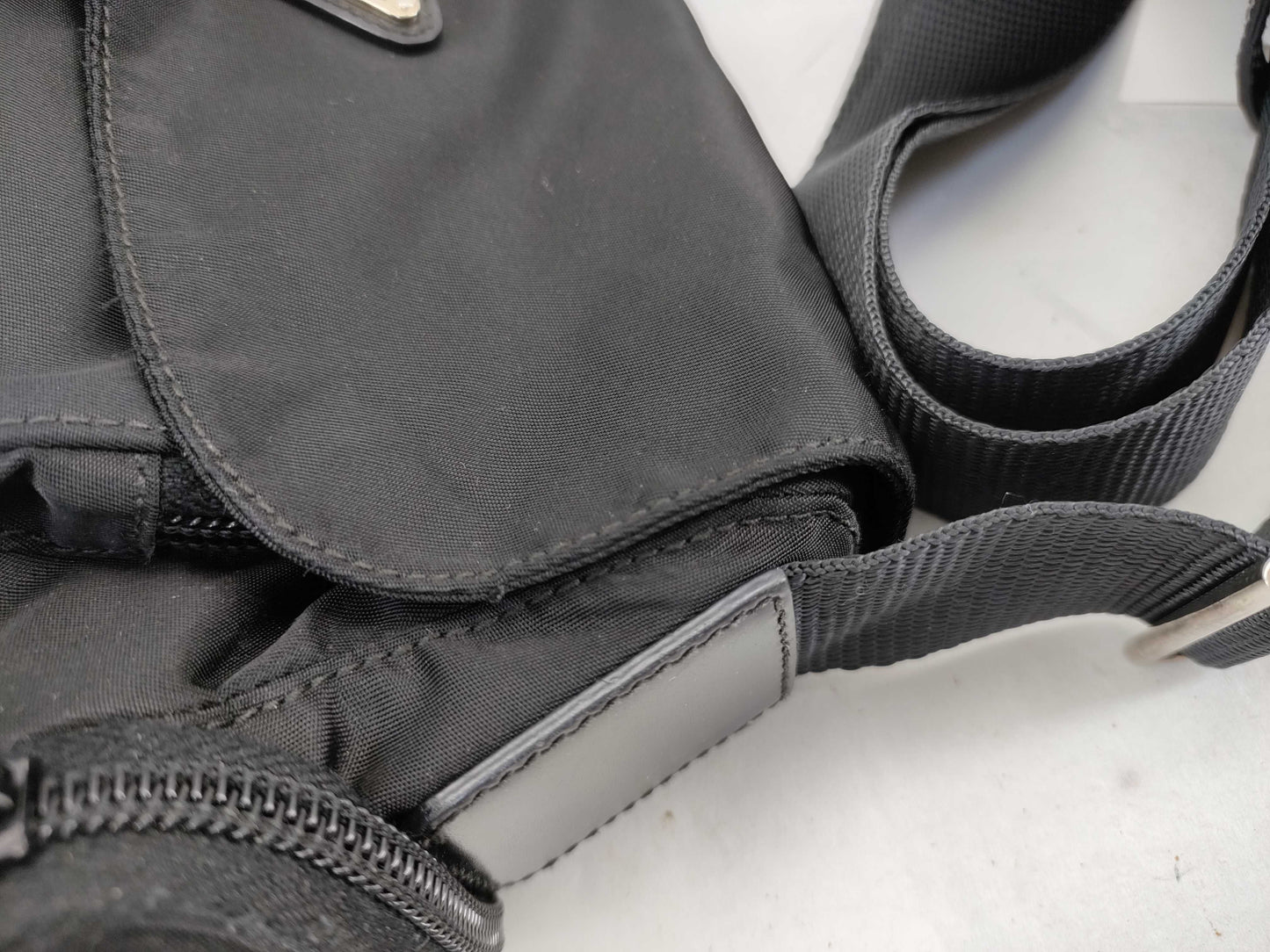 PRADA Nylon Shoulder Bag in Black with Pen Marks
