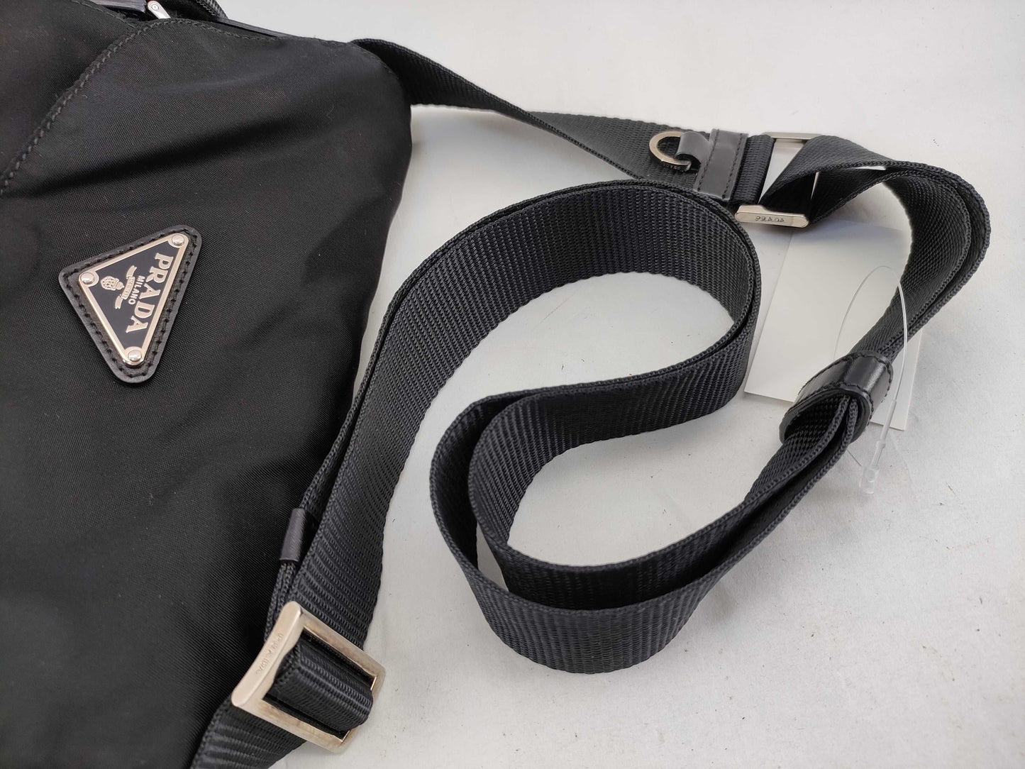 PRADA Nylon Shoulder Bag in Black with Pen Marks