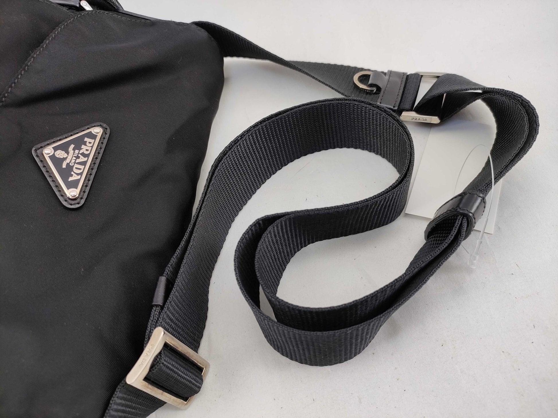 PRADA Nylon Shoulder Bag in Black with Pen Marks
