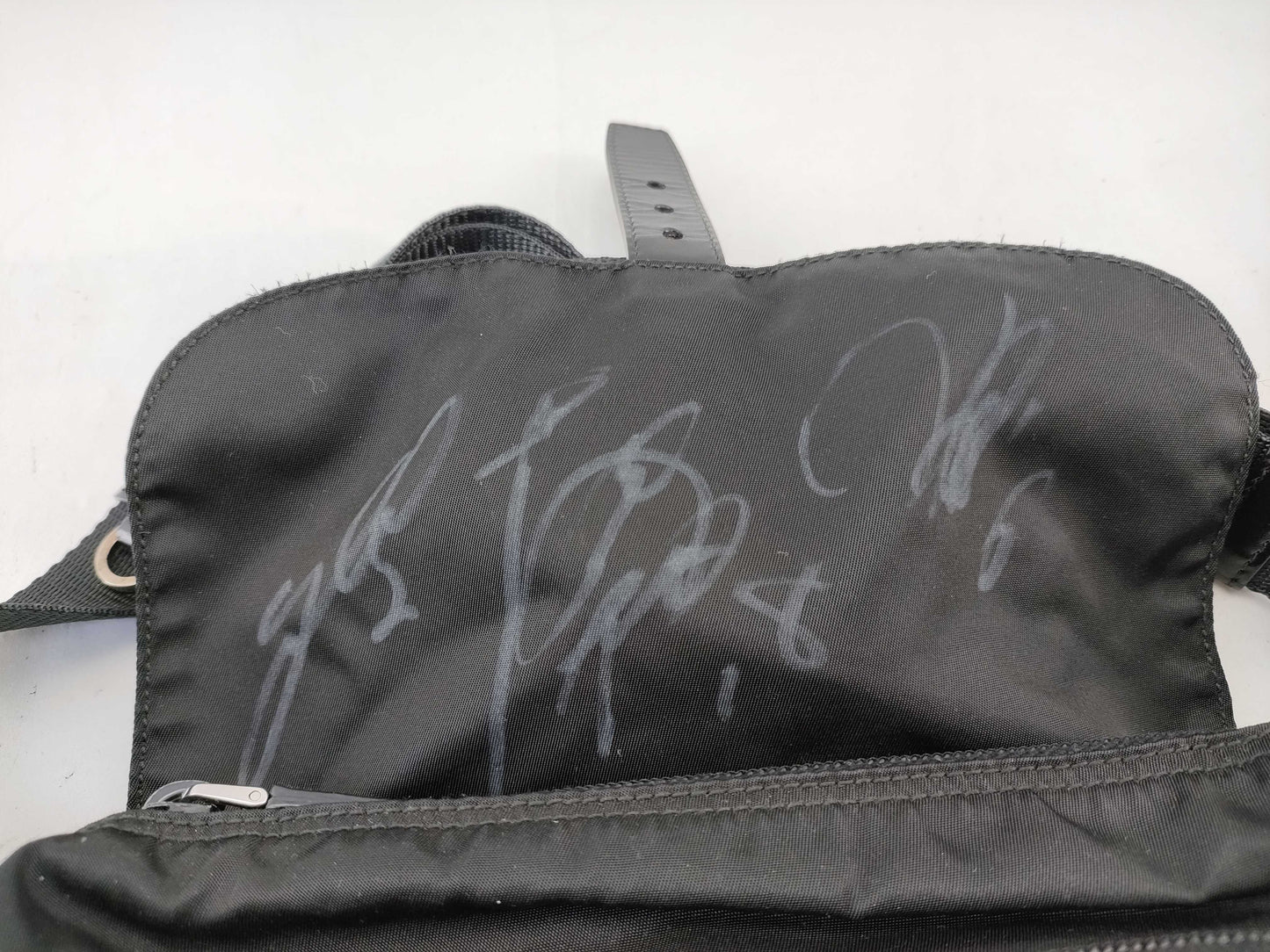 PRADA Nylon Shoulder Bag in Black with Pen Marks