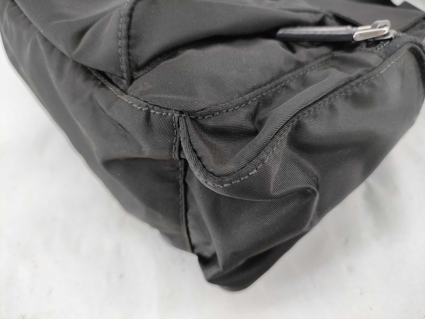 PRADA Nylon Shoulder Bag in Black with Pen Marks
