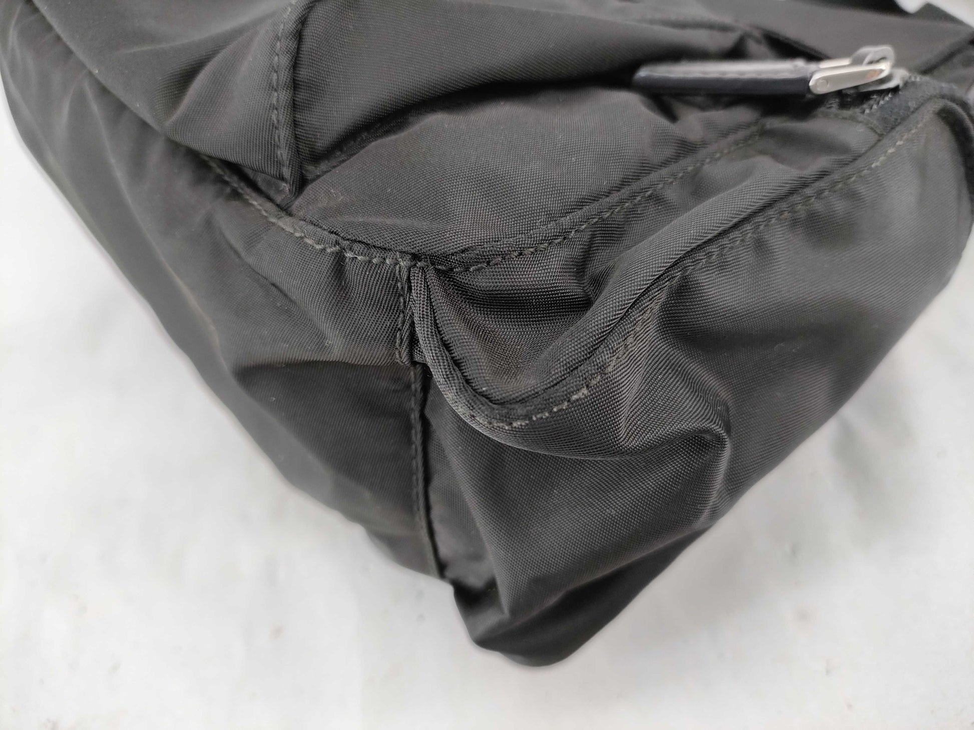 PRADA Nylon Shoulder Bag in Black with Pen Marks