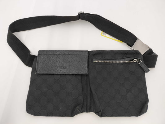 GUCCI GG Canvas Waist Bag Black Shoulder Bag