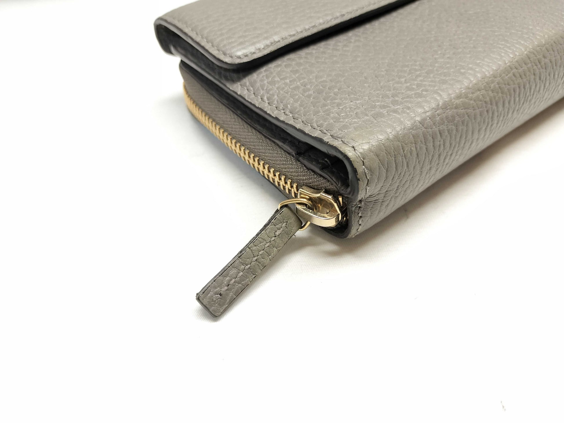 GUCCI 449397 Interlocking G Leather Long Wallet Gray