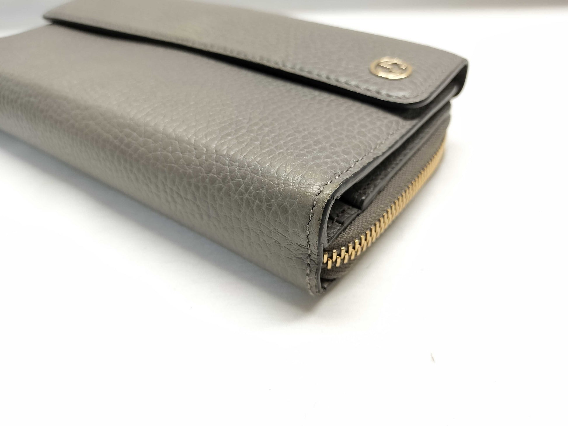 GUCCI 449397 Interlocking G Leather Long Wallet Gray