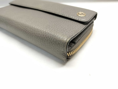 GUCCI 449397 Interlocking G Leather Long Wallet Gray