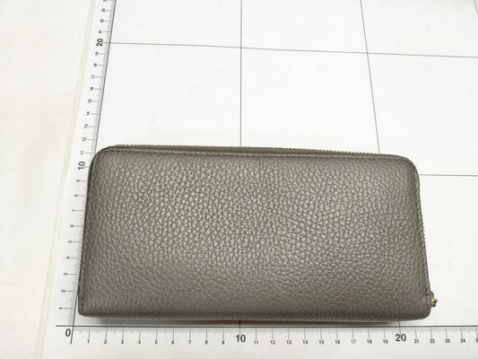 GUCCI 449397 Interlocking G Leather Long Wallet Gray