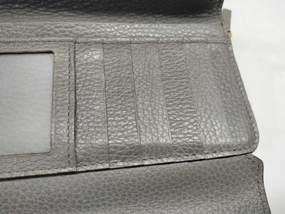 GUCCI 449397 Interlocking G Leather Long Wallet Gray