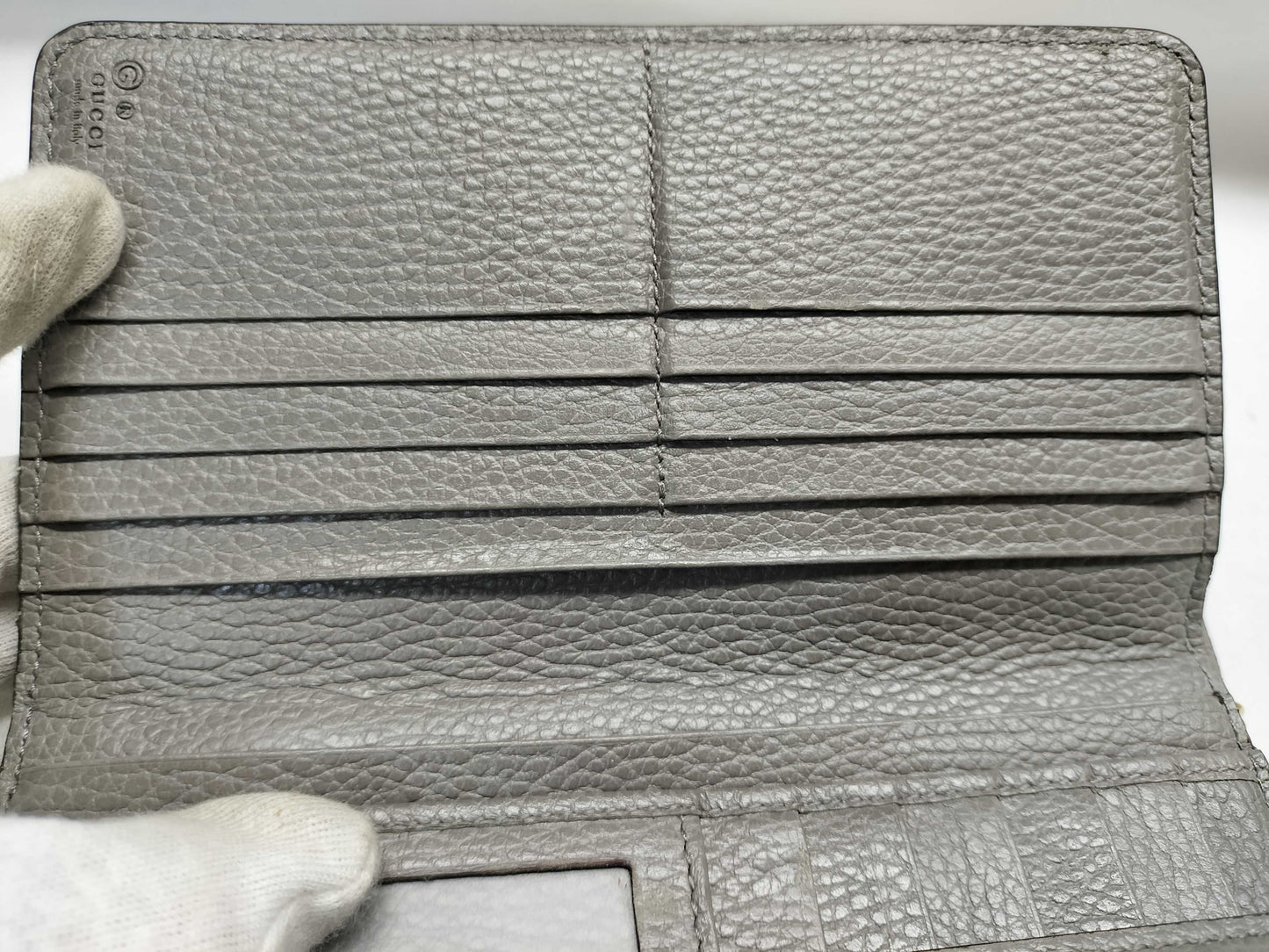 GUCCI 449397 Interlocking G Leather Long Wallet Gray
