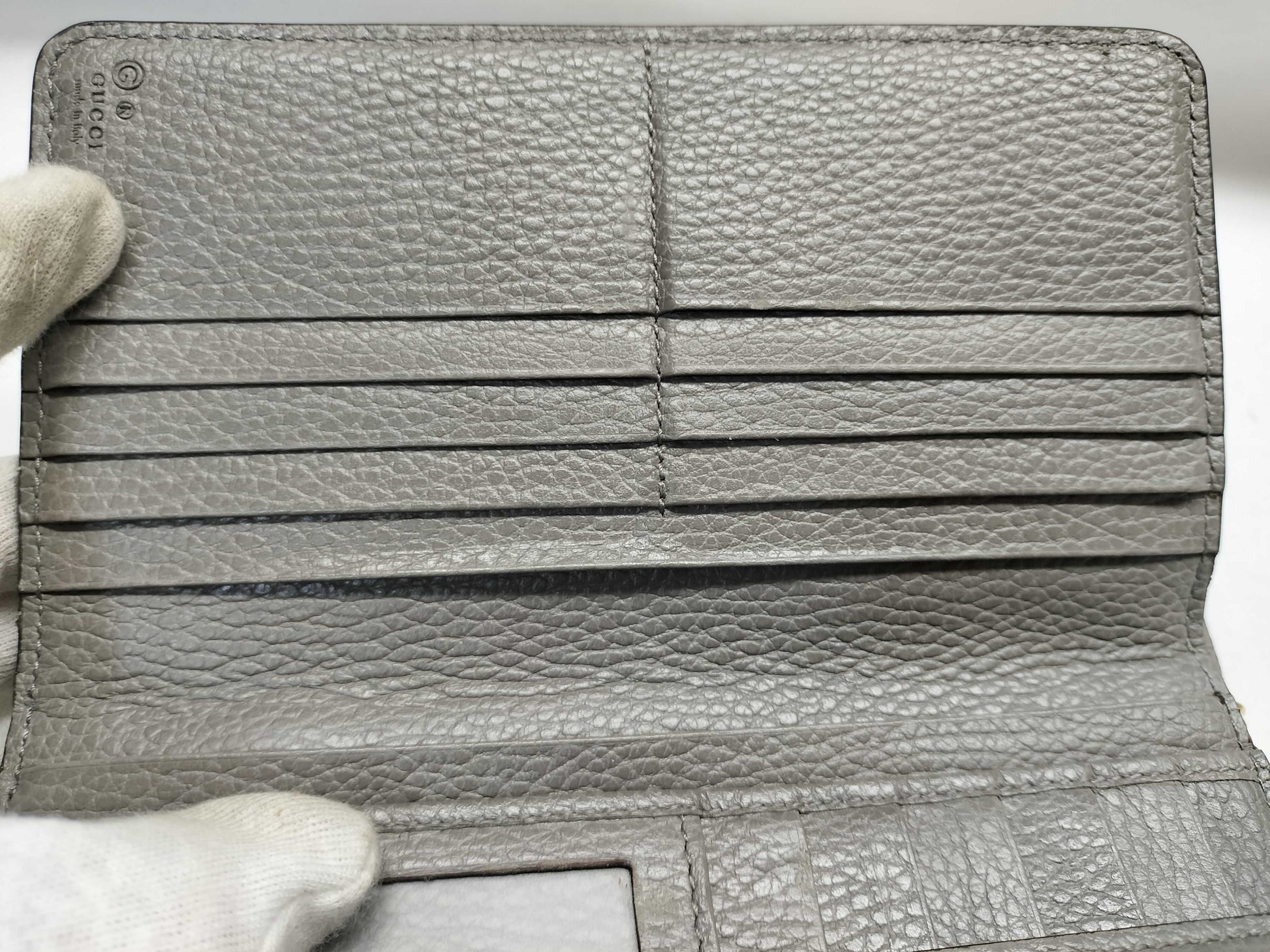 GUCCI 449397 Interlocking G Leather Long Wallet Gray