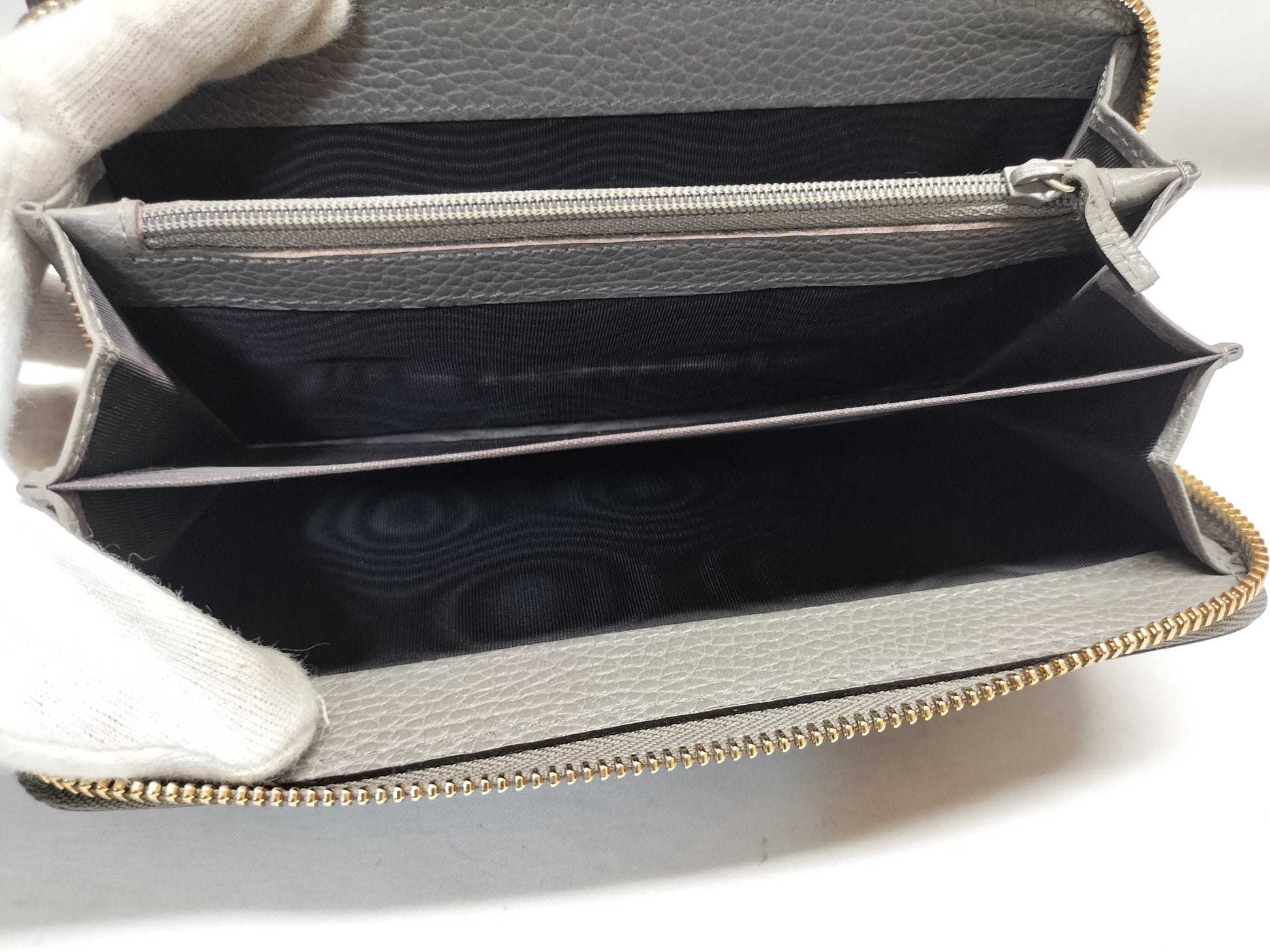 GUCCI 449397 Interlocking G Leather Long Wallet Gray