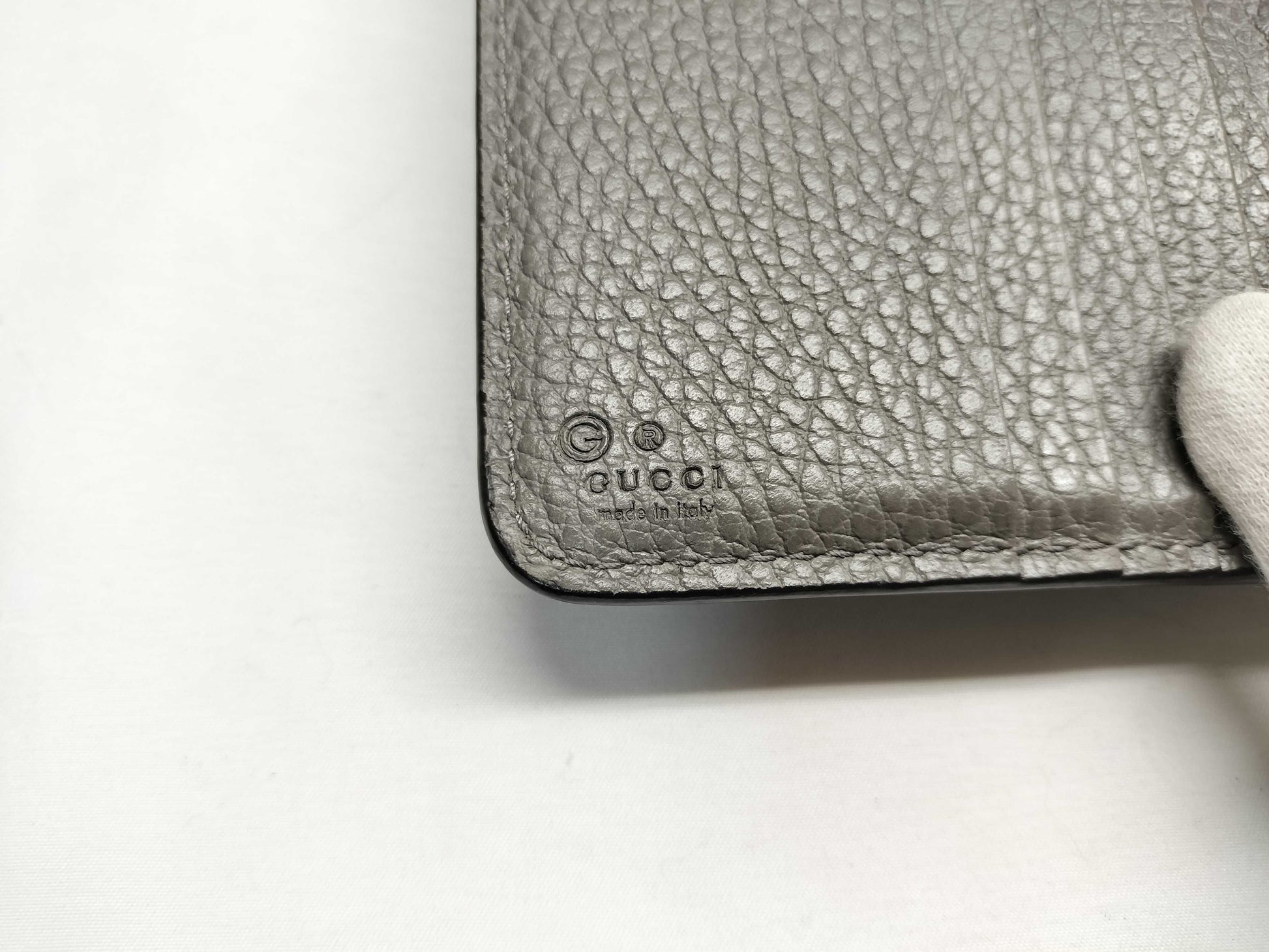 GUCCI 449397 Interlocking G Leather Long Wallet Gray