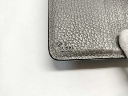 GUCCI 449397 Interlocking G Leather Long Wallet Gray
