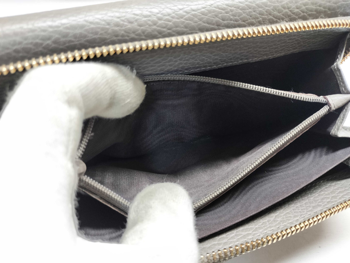 GUCCI 449397 Interlocking G Leather Long Wallet Gray