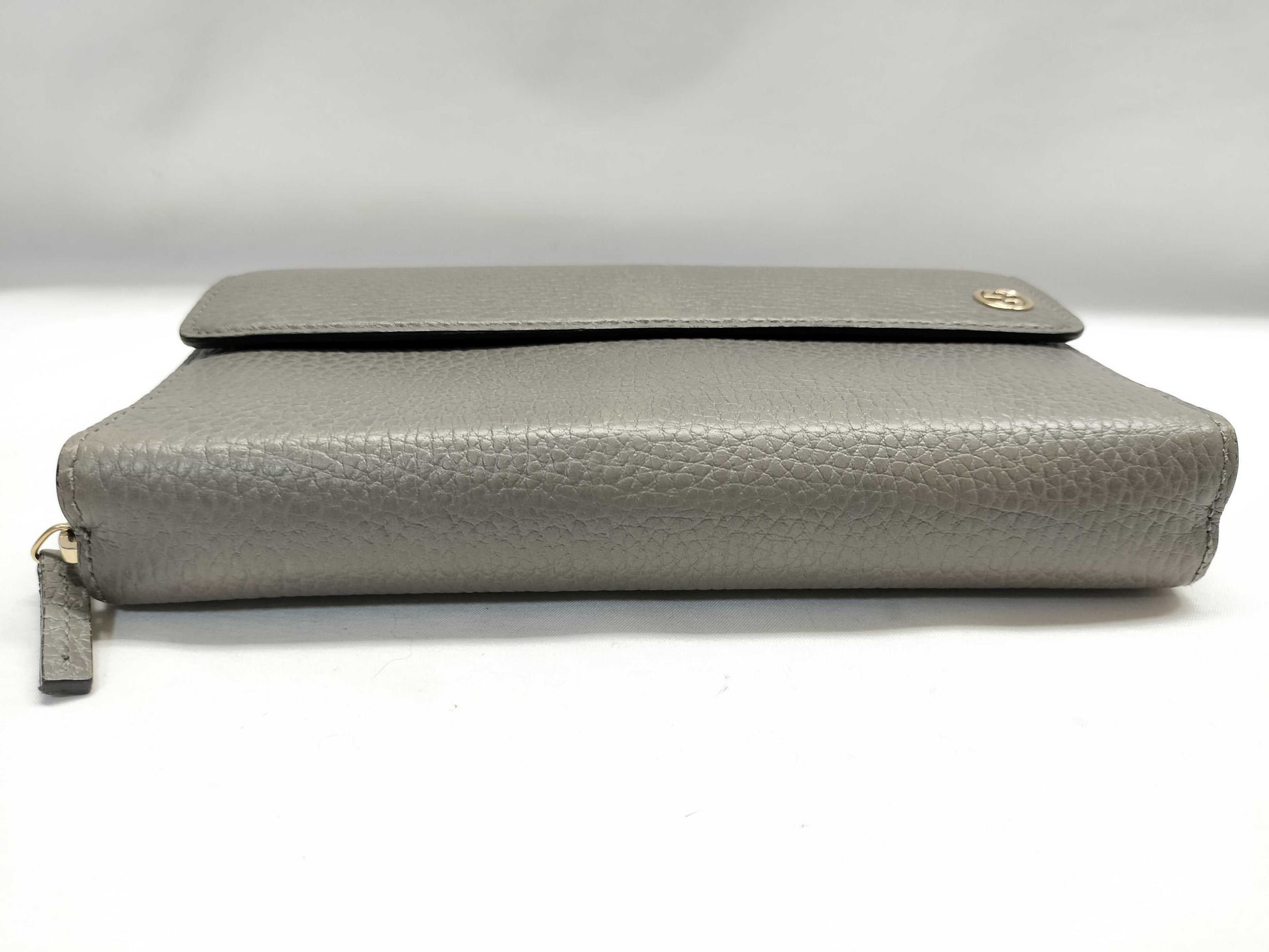GUCCI 449397 Interlocking G Leather Long Wallet Gray