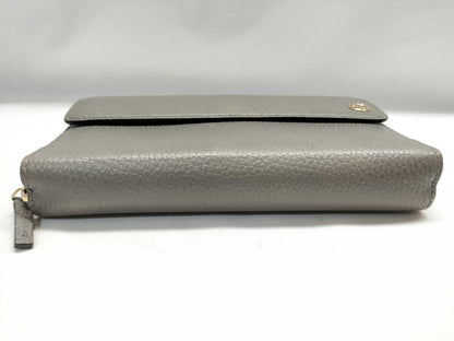 GUCCI 449397 Interlocking G Leather Long Wallet Gray