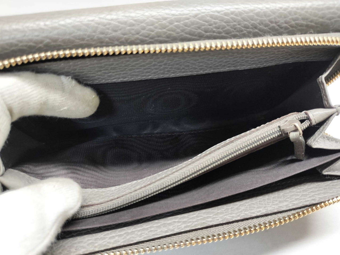 GUCCI 449397 Interlocking G Leather Long Wallet Gray