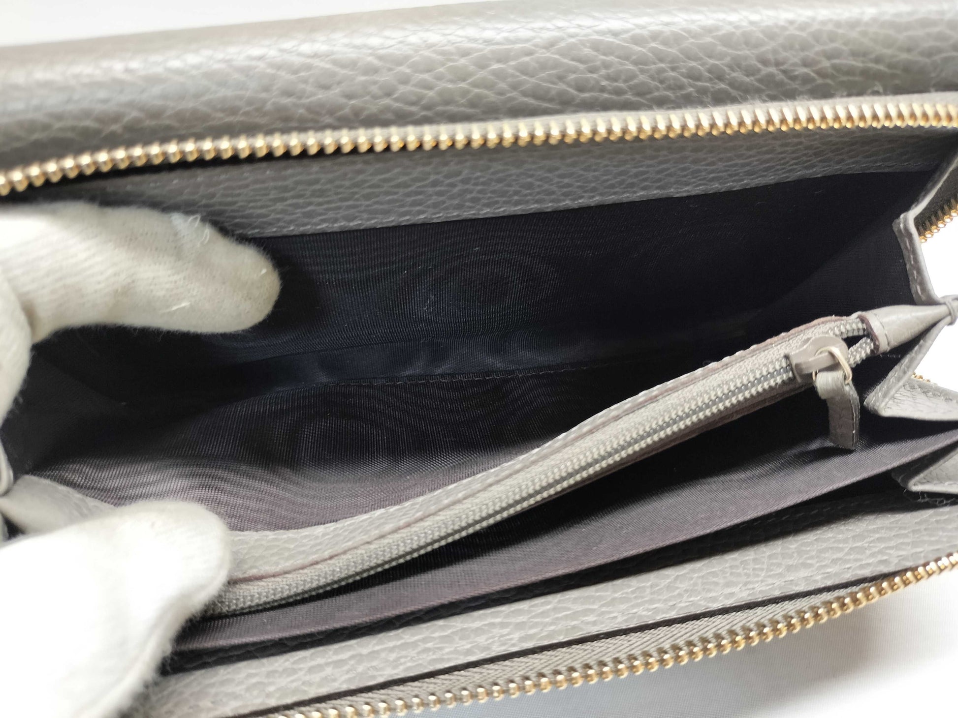 GUCCI 449397 Interlocking G Leather Long Wallet Gray