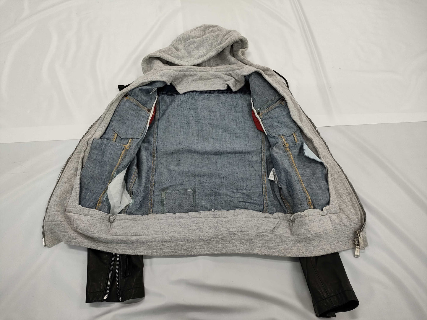 DSQUARED2 Denim/Hoodie/Leather Switch Jacket