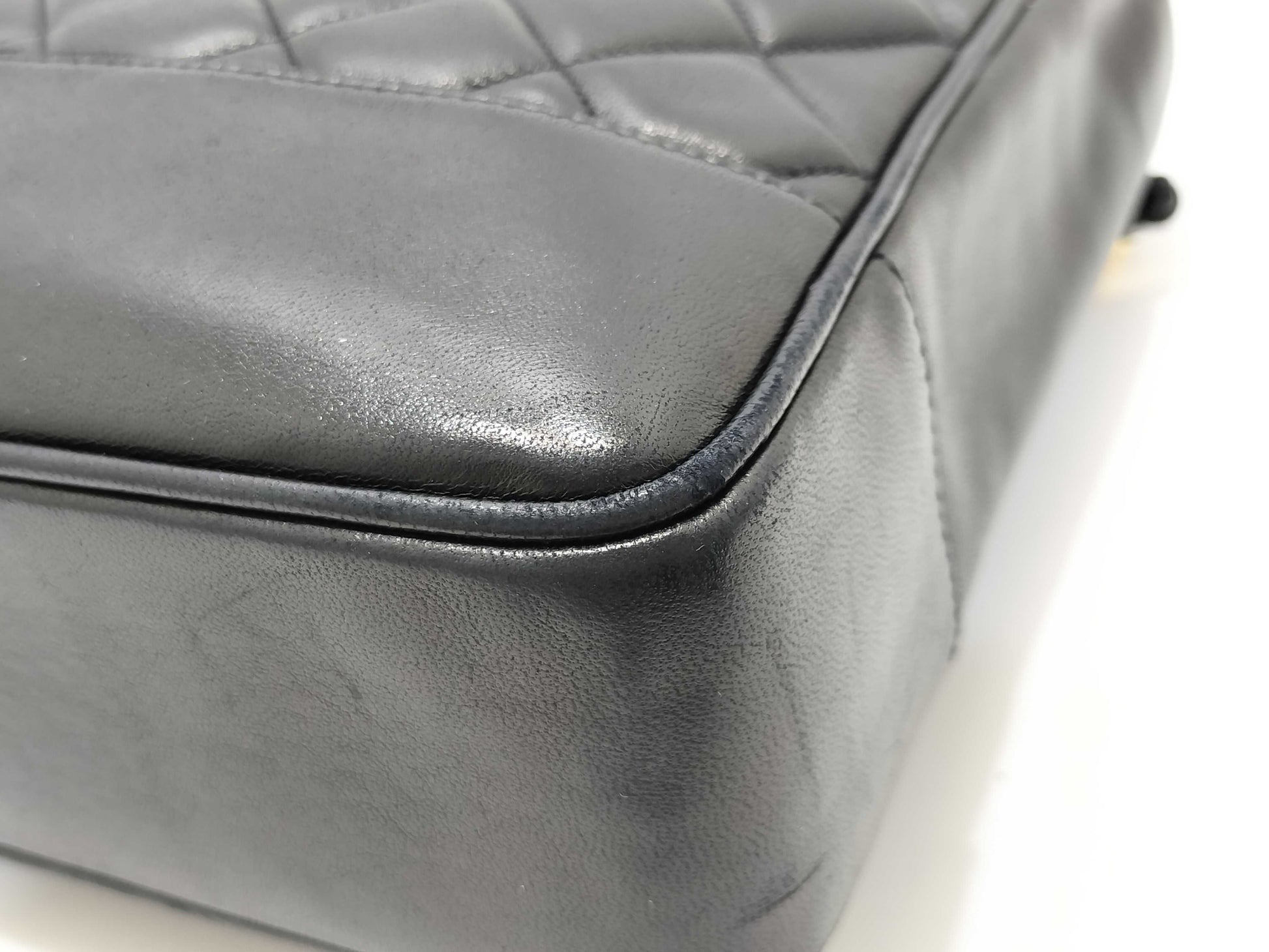 CHANEL [With sticker card] No. 2 Lambskin Chain Tote Bag in Black with Ball Charm