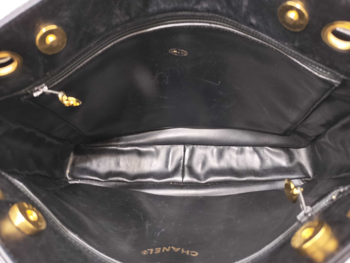 CHANEL [With sticker card] No. 2 Lambskin Chain Tote Bag in Black with Ball Charm