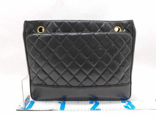 CHANEL [With sticker card] No. 2 Lambskin Chain Tote Bag in Black with Ball Charm