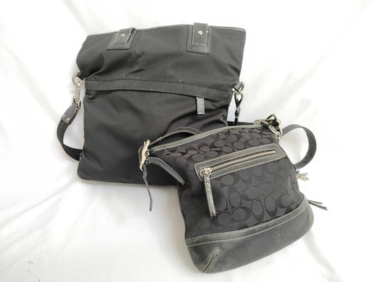 COACH Signature Signature/Nylon x Leather 2-Piece Shoulder Bag