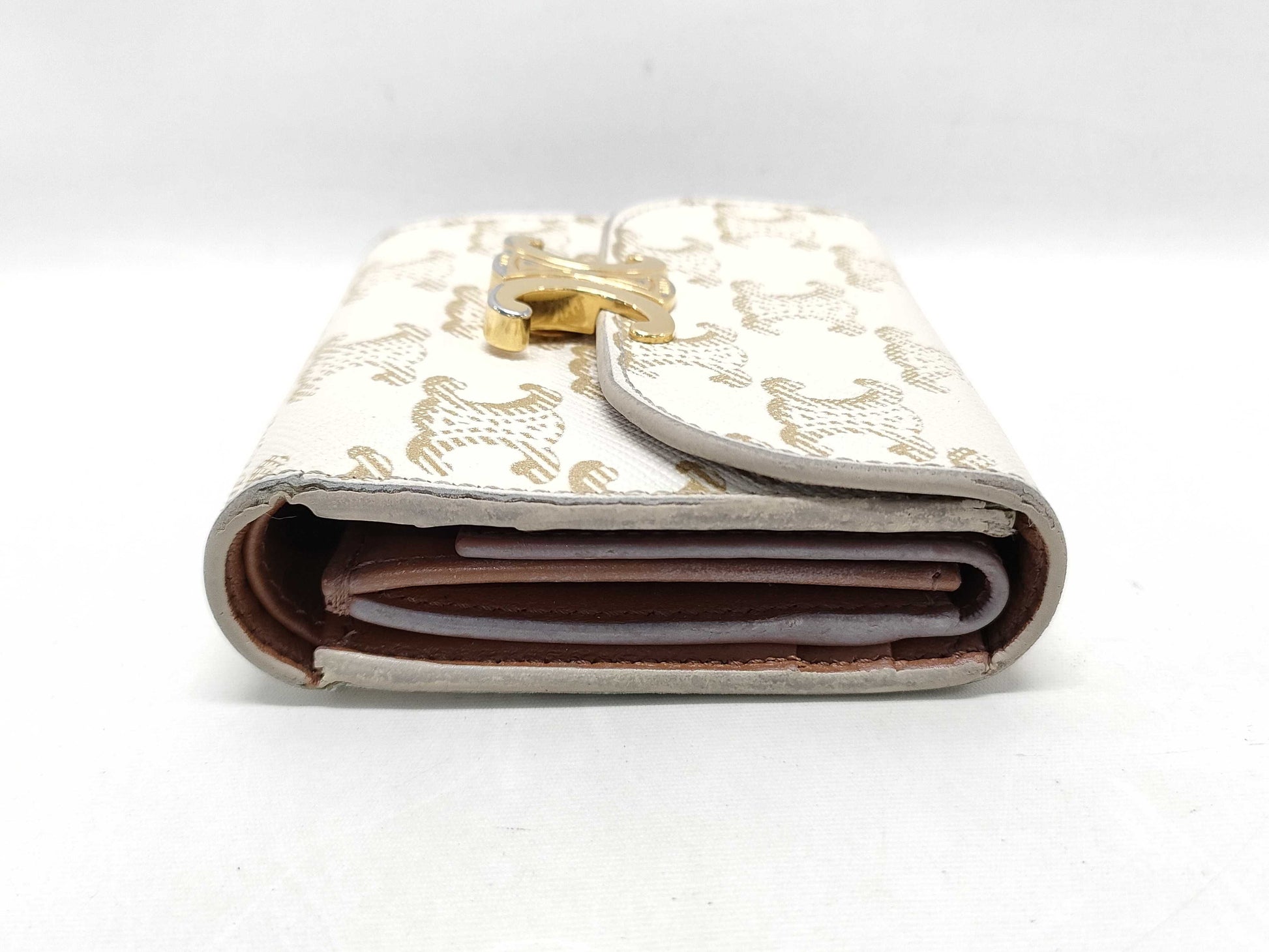 CELINE Triomphe Leather Compact Wallet
