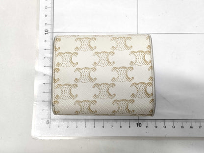 CELINE Triomphe Leather Compact Wallet