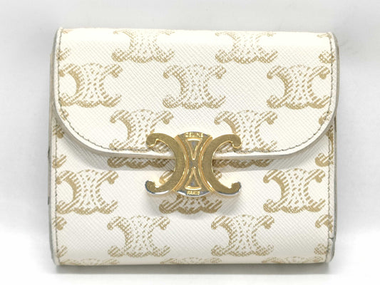 CELINE Triomphe Leather Compact Wallet