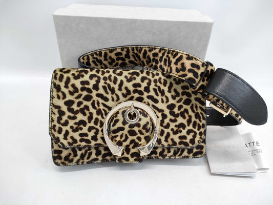 JIMMY CHOO Madeline Leopard Harako Leather Shoulder Bag