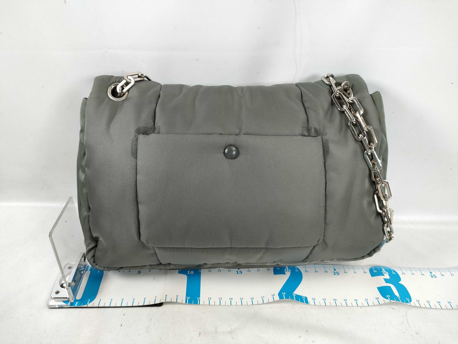 PRADA Nylon Bomber Chain Shoulder Bag with Silver Hardware