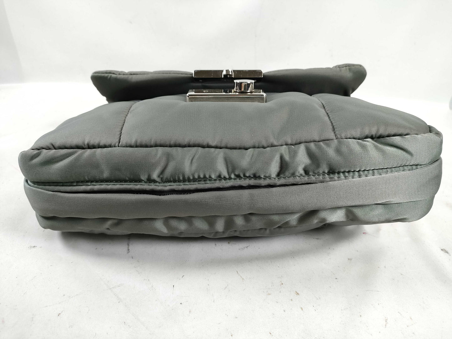 PRADA Nylon Bomber Chain Shoulder Bag with Silver Hardware