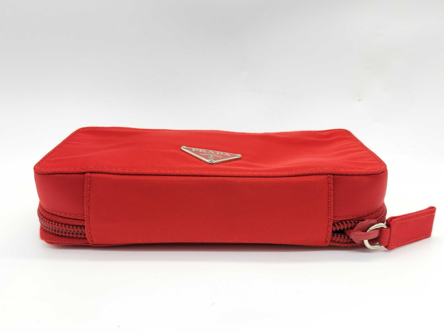 PRADA nylon zipper pouch, red