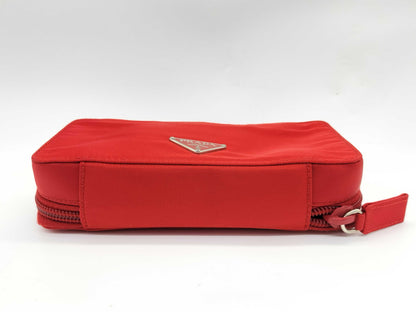 PRADA nylon zipper pouch, red