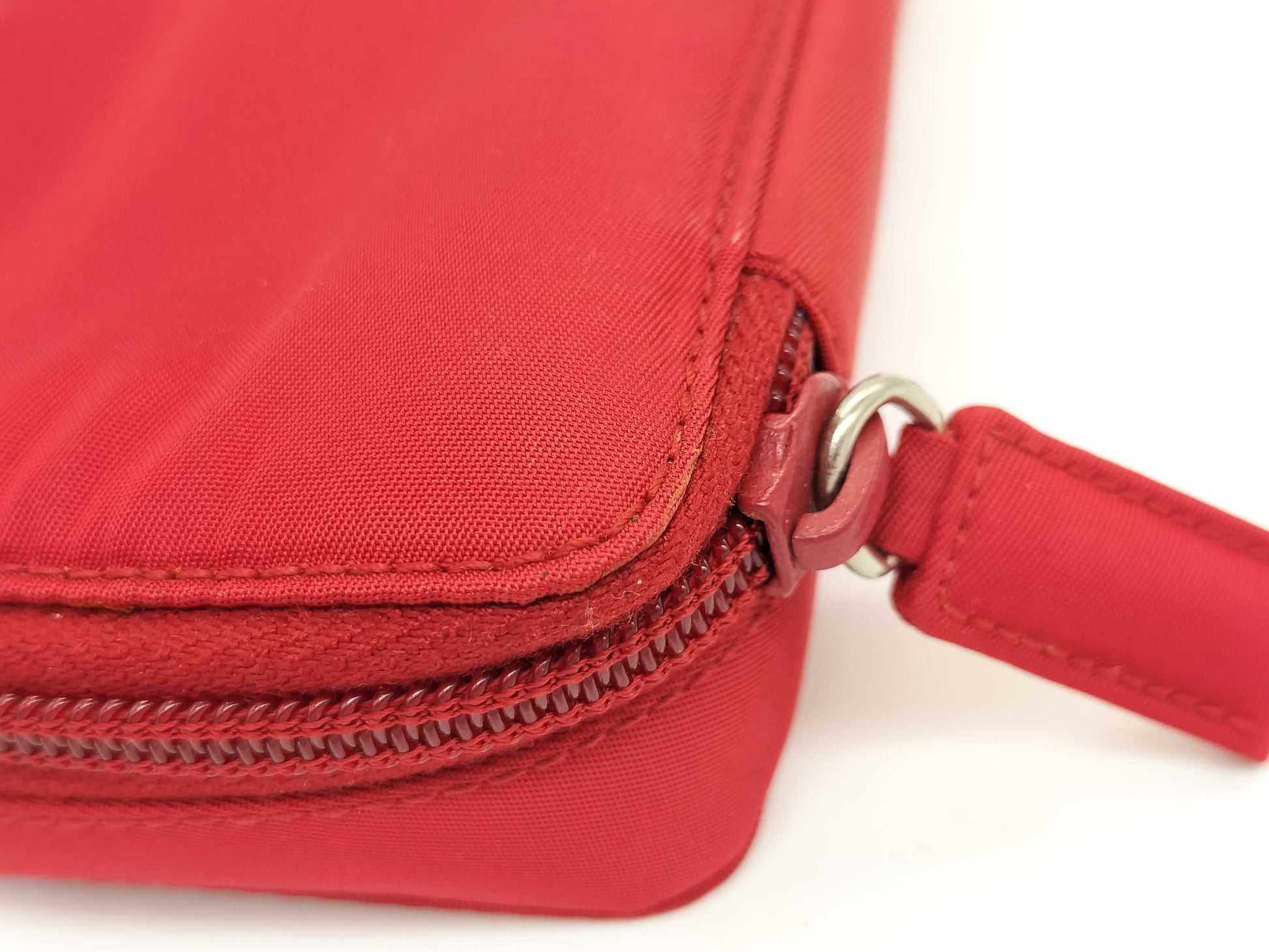 PRADA nylon zipper pouch, red
