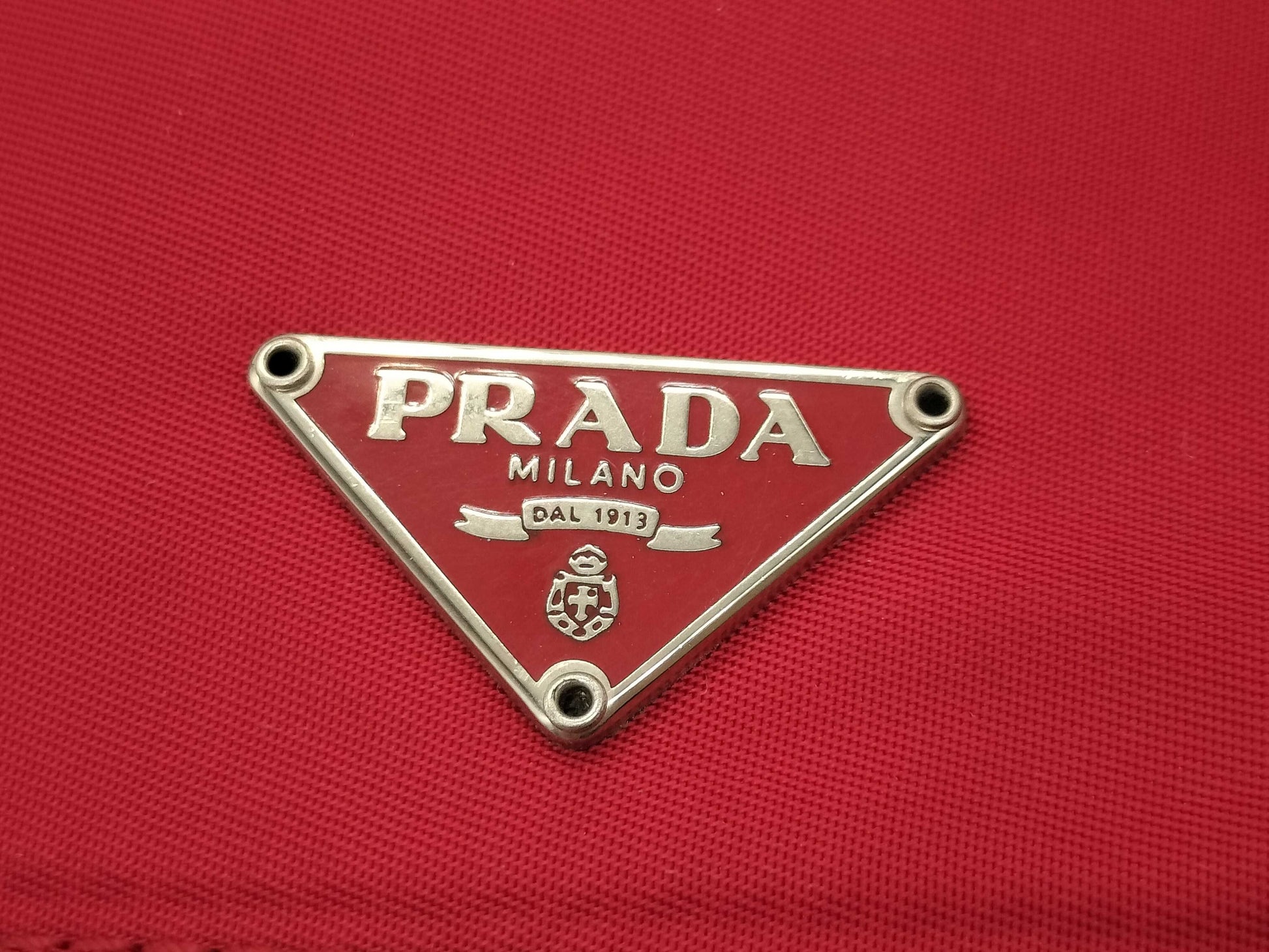 PRADA nylon zipper pouch, red