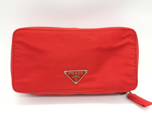 PRADA nylon zipper pouch, red