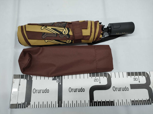 MaxMara One-Touch Folding Umbrella with Logo, Brown/Beige, Umbrella 