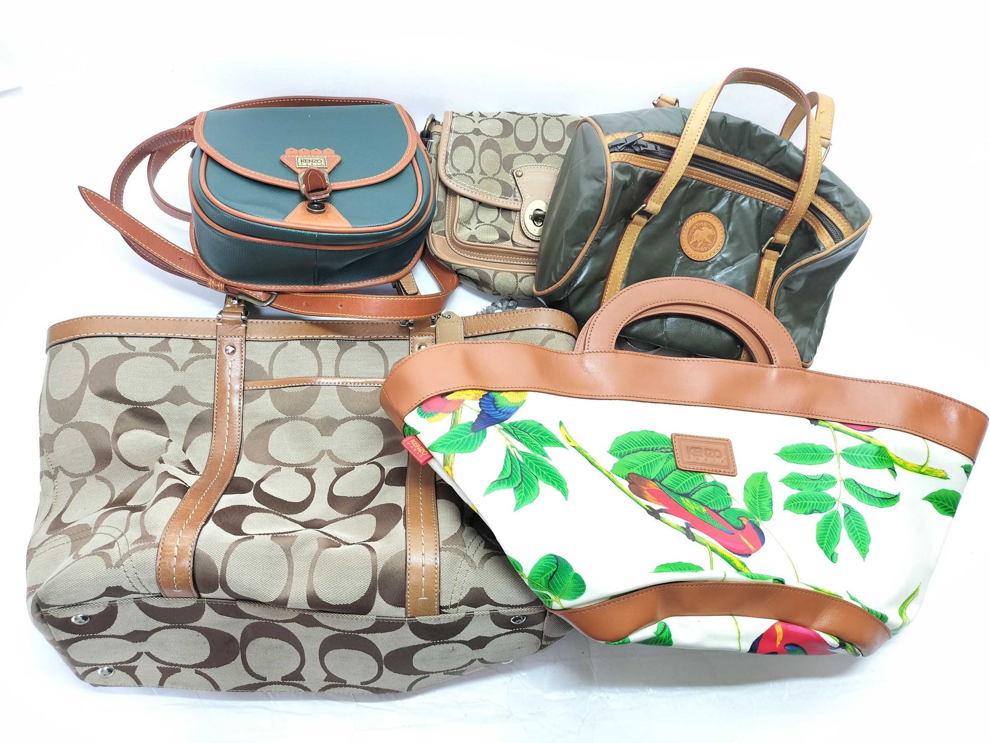 5 COACH tote bags, including Coach and Kenzo