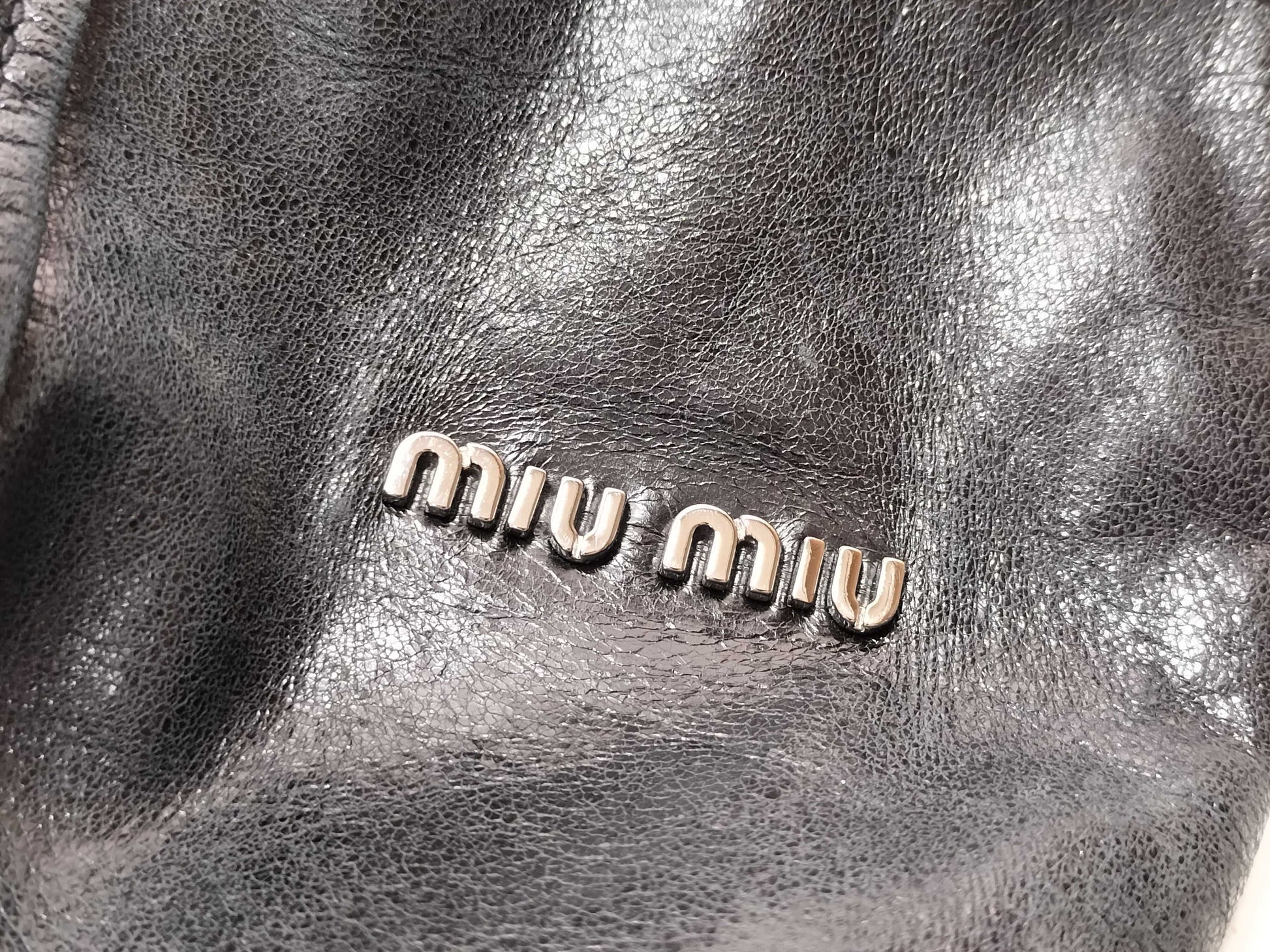 Miu Miu Leather/Silver Hardware/Hand/One-Shoulder/Gathered Handbag