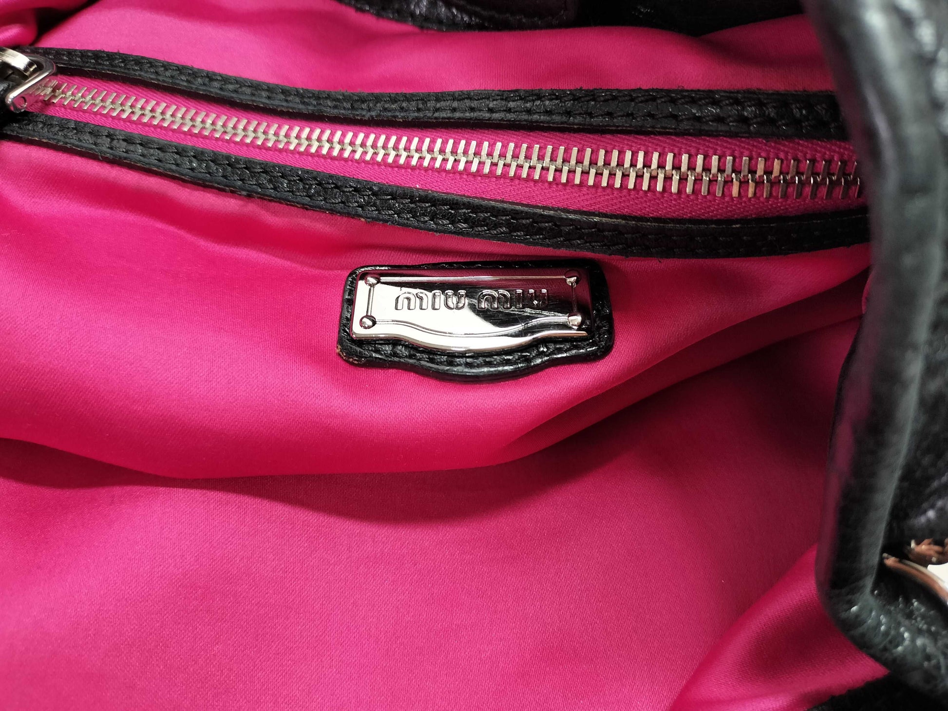 Miu Miu Leather/Silver Hardware/Hand/One-Shoulder/Gathered Handbag