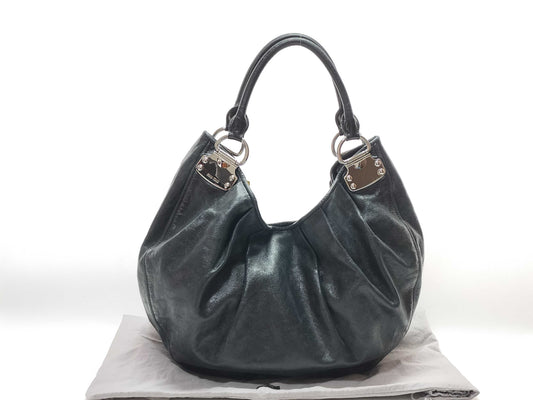Miu Miu Leather/Silver Hardware/Hand/One-Shoulder/Gathered Handbag