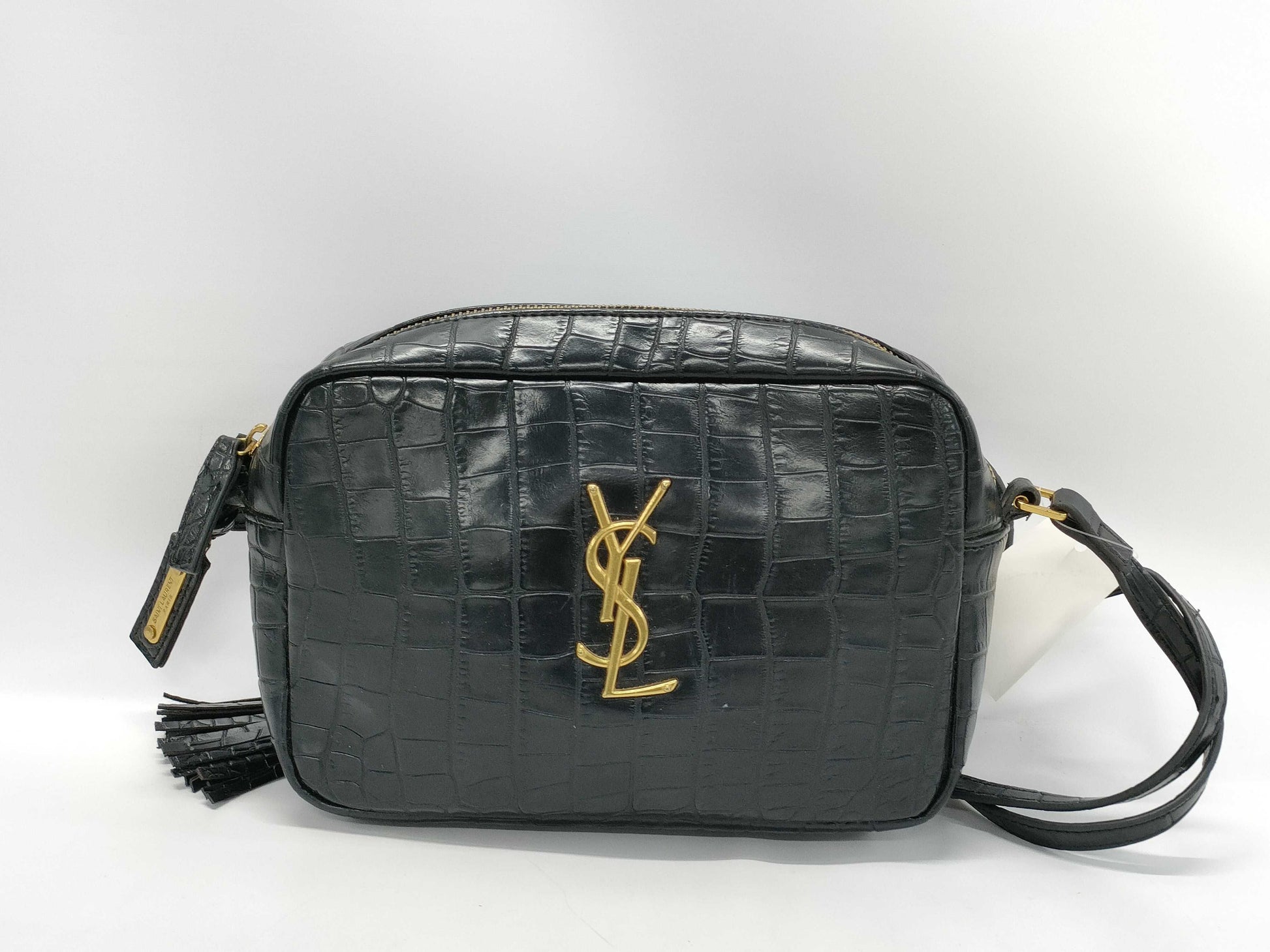 Yves Saint Laurent Croco Embossed Shoulder Bag