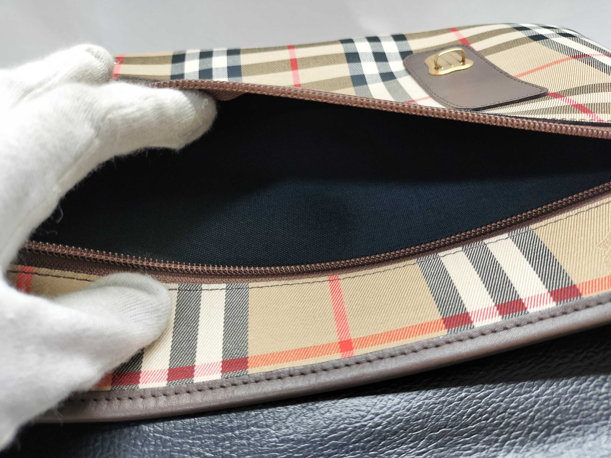 BURBERRY Check Messenger Shoulder Bag