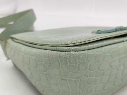 Salvatore Ferragamo Gancini Embossed/Green Shoulder Bag