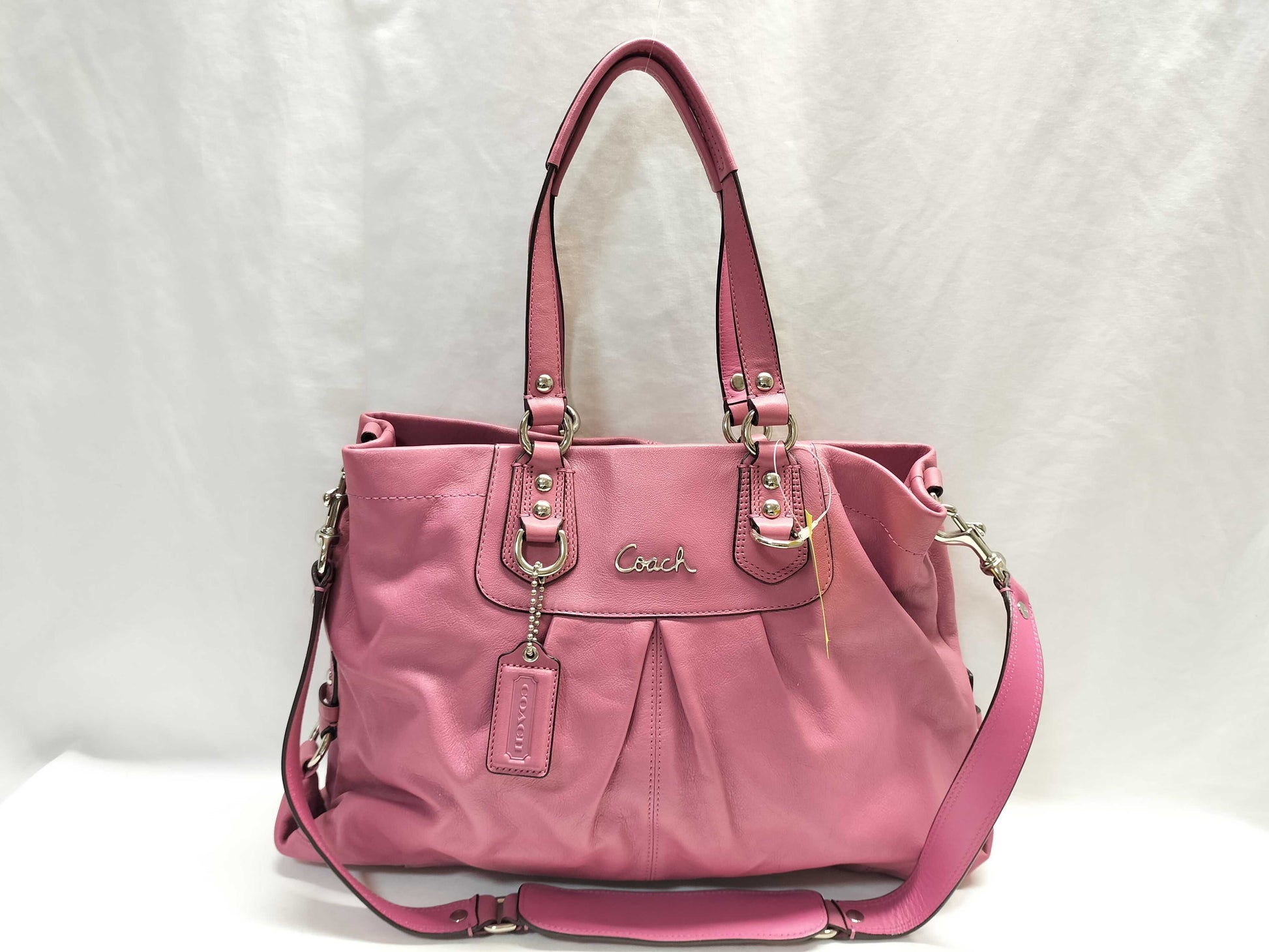 COACH Leather Tote/F/Pink Tote Bag